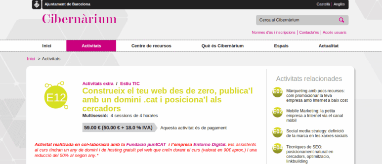 Curs presencial per a crear el vostre web amb domini propi i posicionar-lo als cercadors