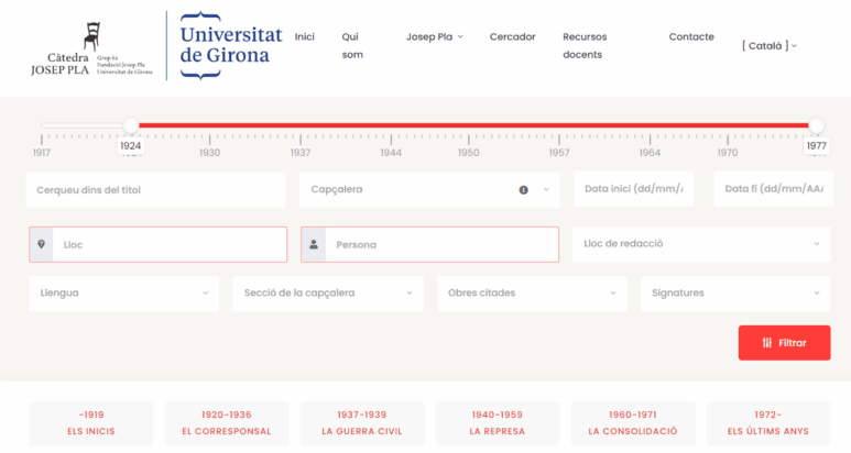 Josep Pla Digital: an online universe dedicated to getting to know the life and work of Josep Pla