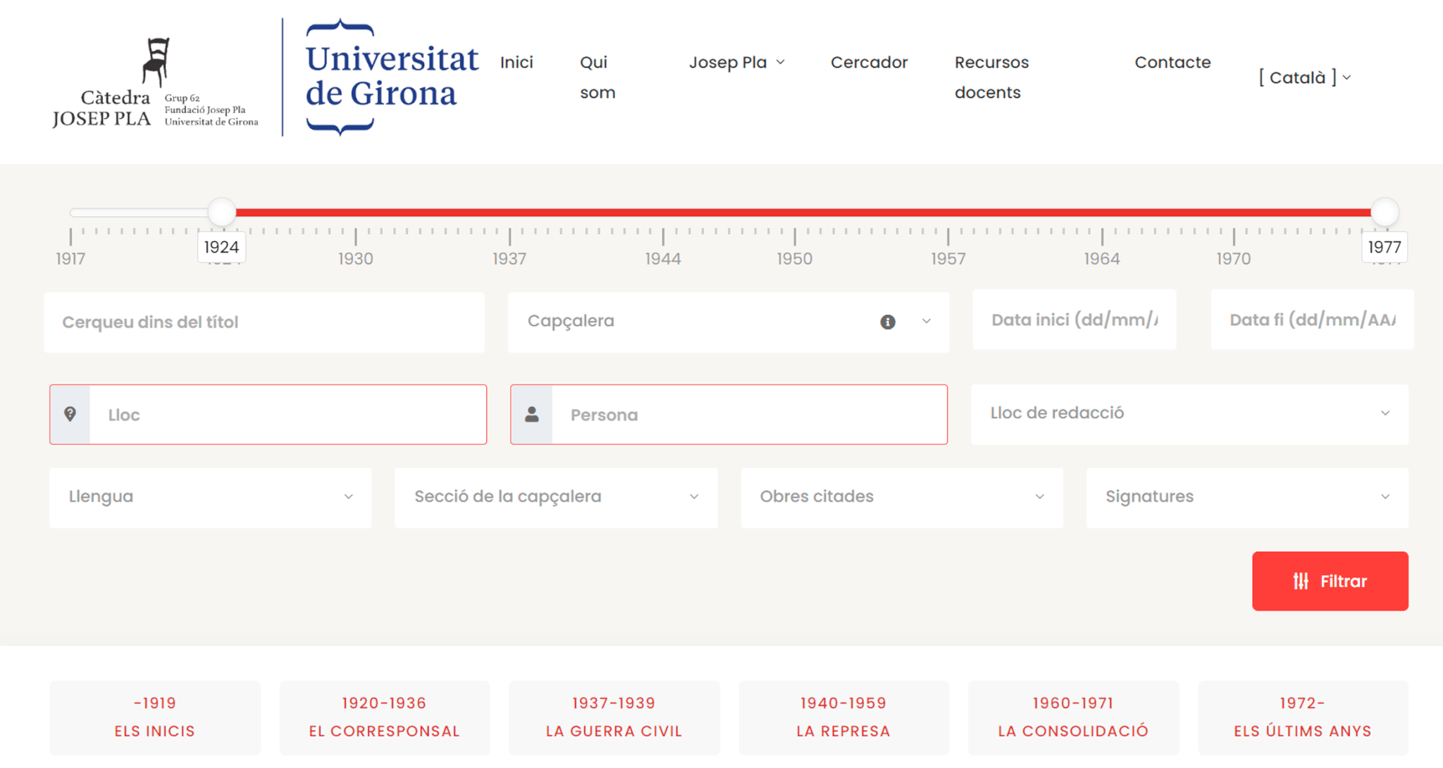 Josep Pla Digital: an online universe dedicated to getting to know the life and work of Josep Pla